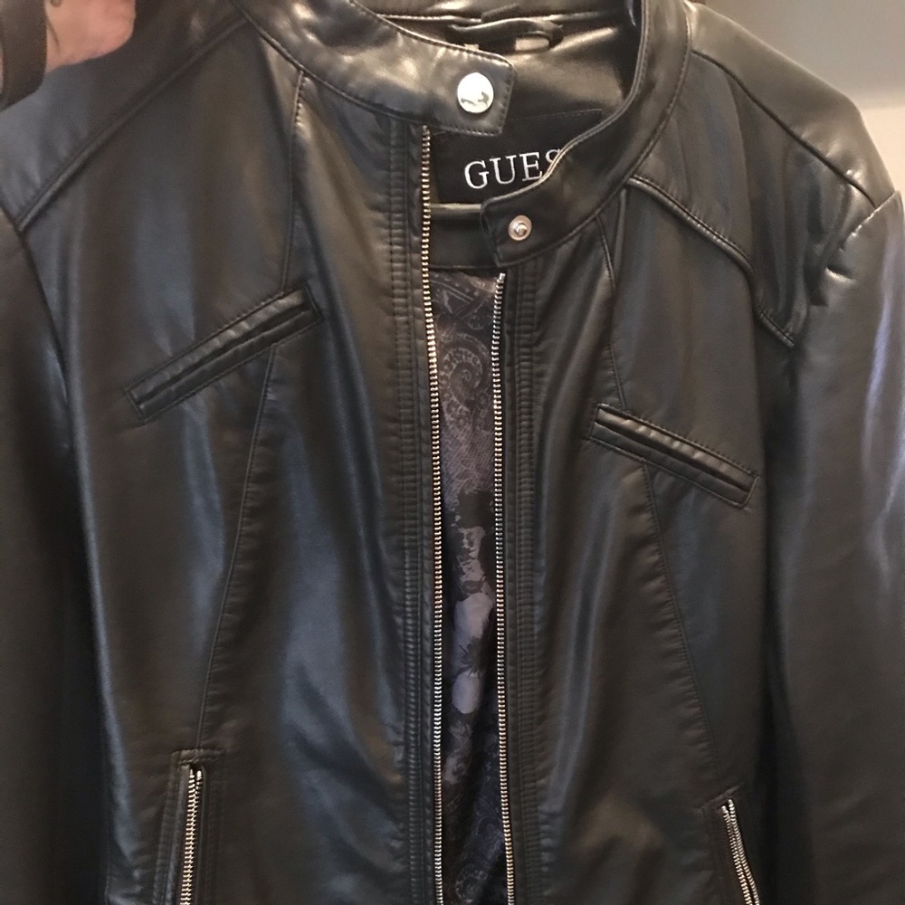 Faux leather guess black jacket